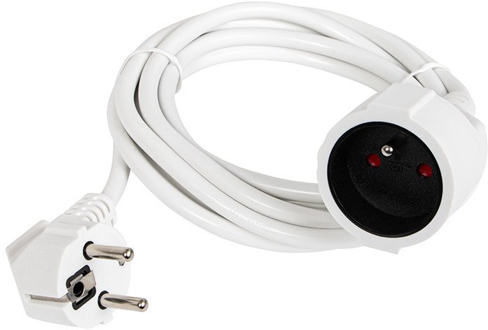 98-792# Przedłużacz sieciowy pr-160 1-gniazdo z uziemieniem 3m biały (3x1,5mm)