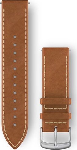 Garmin Garmin Ersatzarmband 20mm Leder Hellbraun mit Naht/Silber