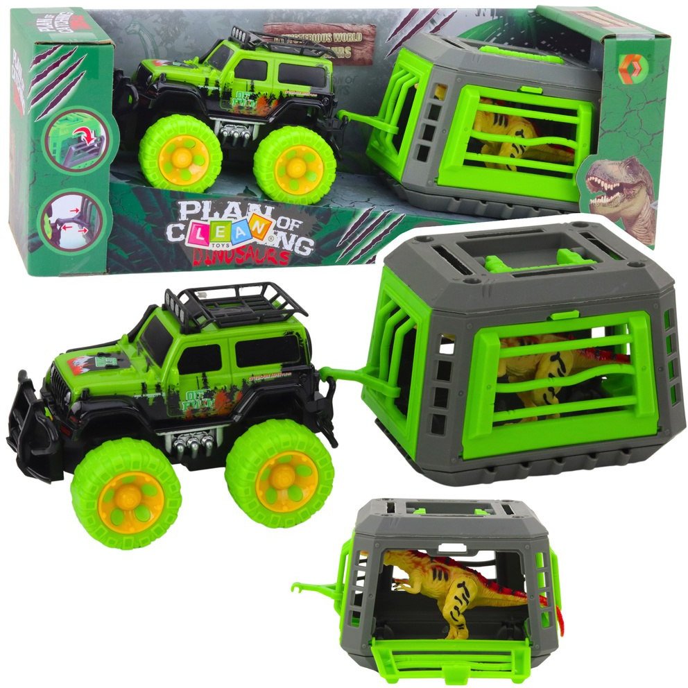 Zestaw Samochód Terenowy Klatka Z Dinozaurem T-Rex LEAN Toys