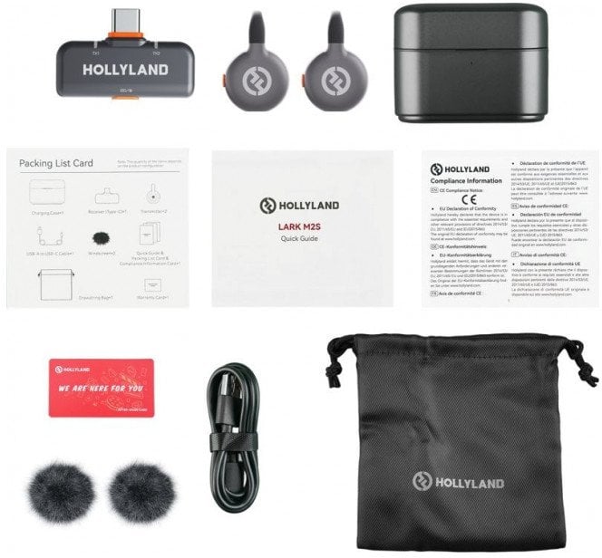 Hollyland LARK M2S Duo Wireless Lavalier Microphone with USB-C Plug (Duo, Space Gray)*