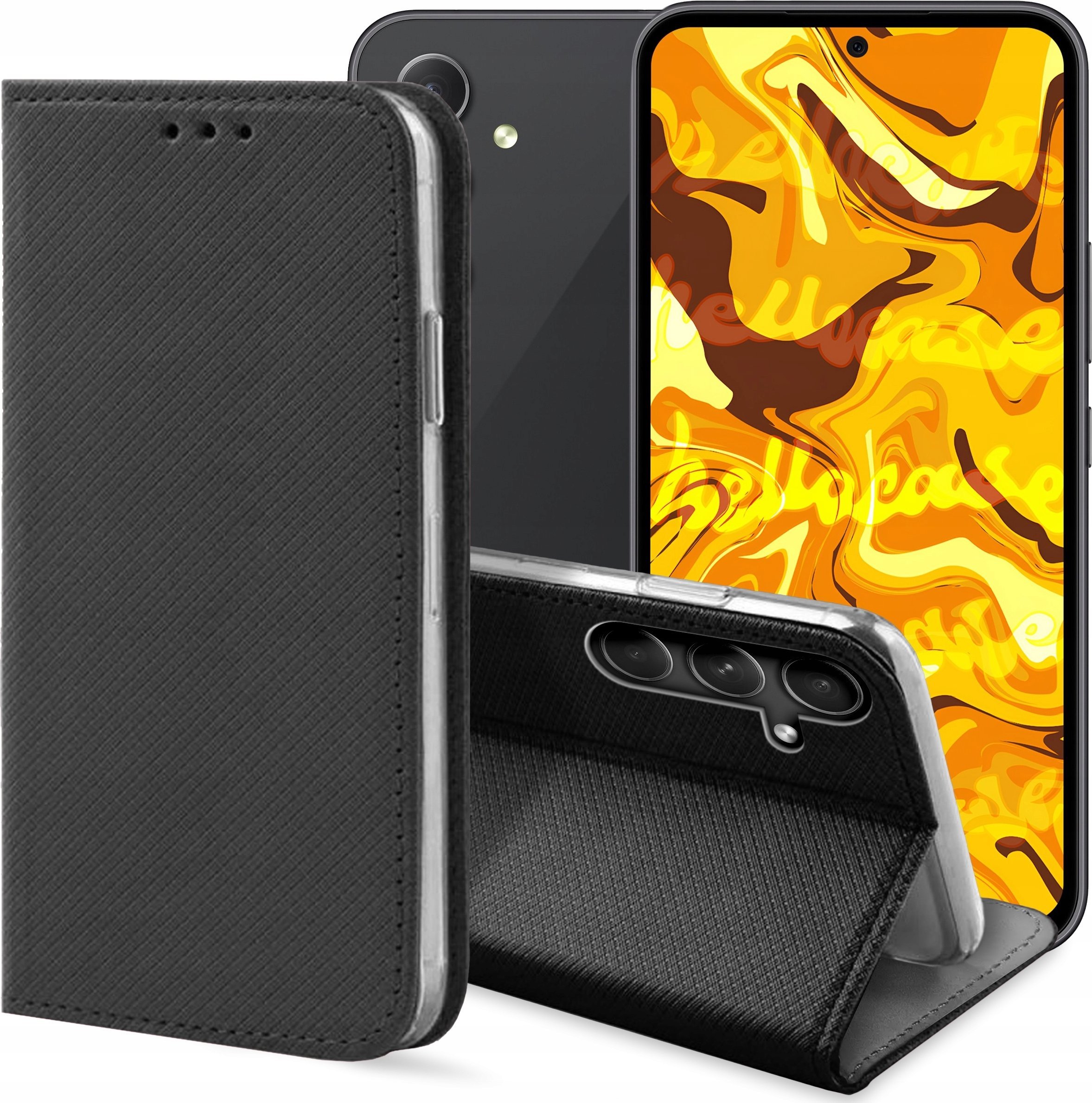 Hello Case ETUI Z KLAPKĄ DO SAMSUNG GALAXY A54 5G CZARNE ZAMYKANE MAGNETYCZNE KABURA