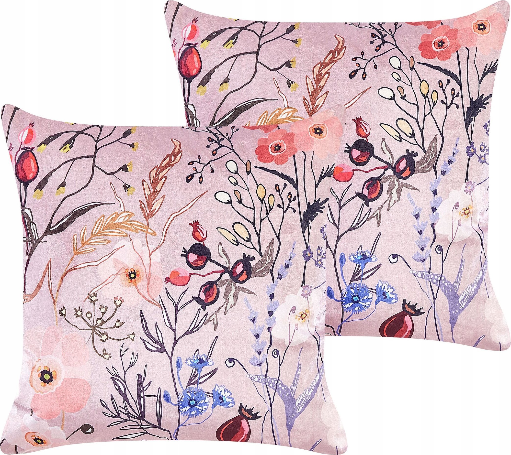 Beliani Zestaw 2 poduszek Welur Pastelowy róż ANEMONES