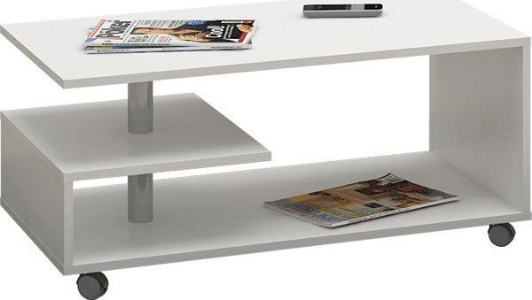 Elior Biała ława na kółkach z półką - Tawis