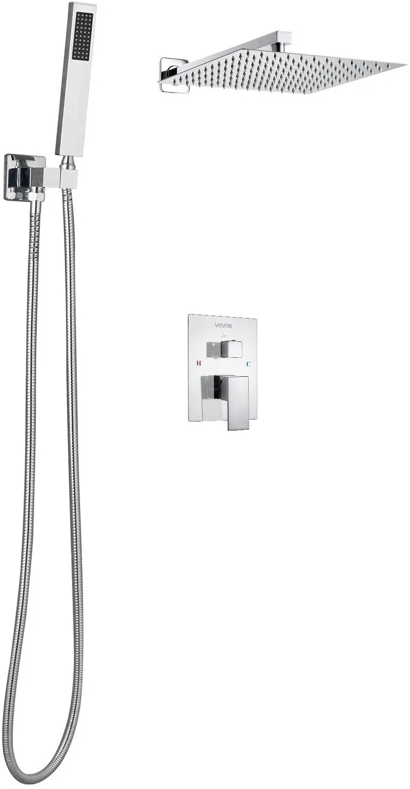 Zestaw prysznicowy deszczowy 30,5 cm z baterią i słuchawką ścienny chrom