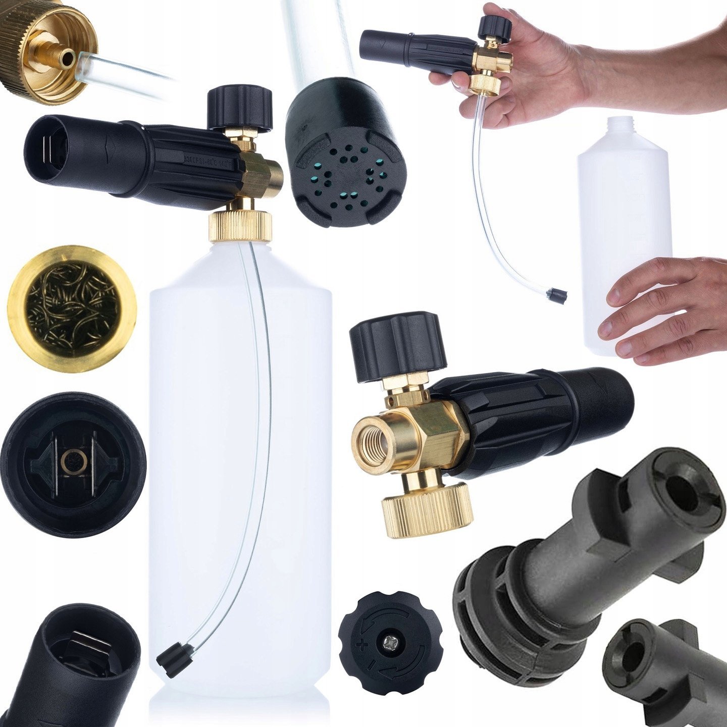 Rosfix Rosfix Pianownica S0401 1000ml do myjki ciśnieniowej G1/4F, dysza 1,23mm + Adapter / przejściówka do myjki ciśnieniowej Krcher K Bayonet na G1/