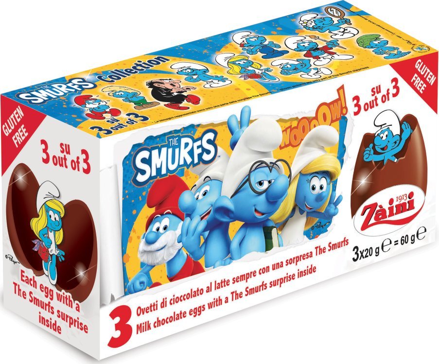 Luigi Zaini CZEKOLADOWE JAJKO NIESPODZIANKA 3PAK 60G SMERFY
