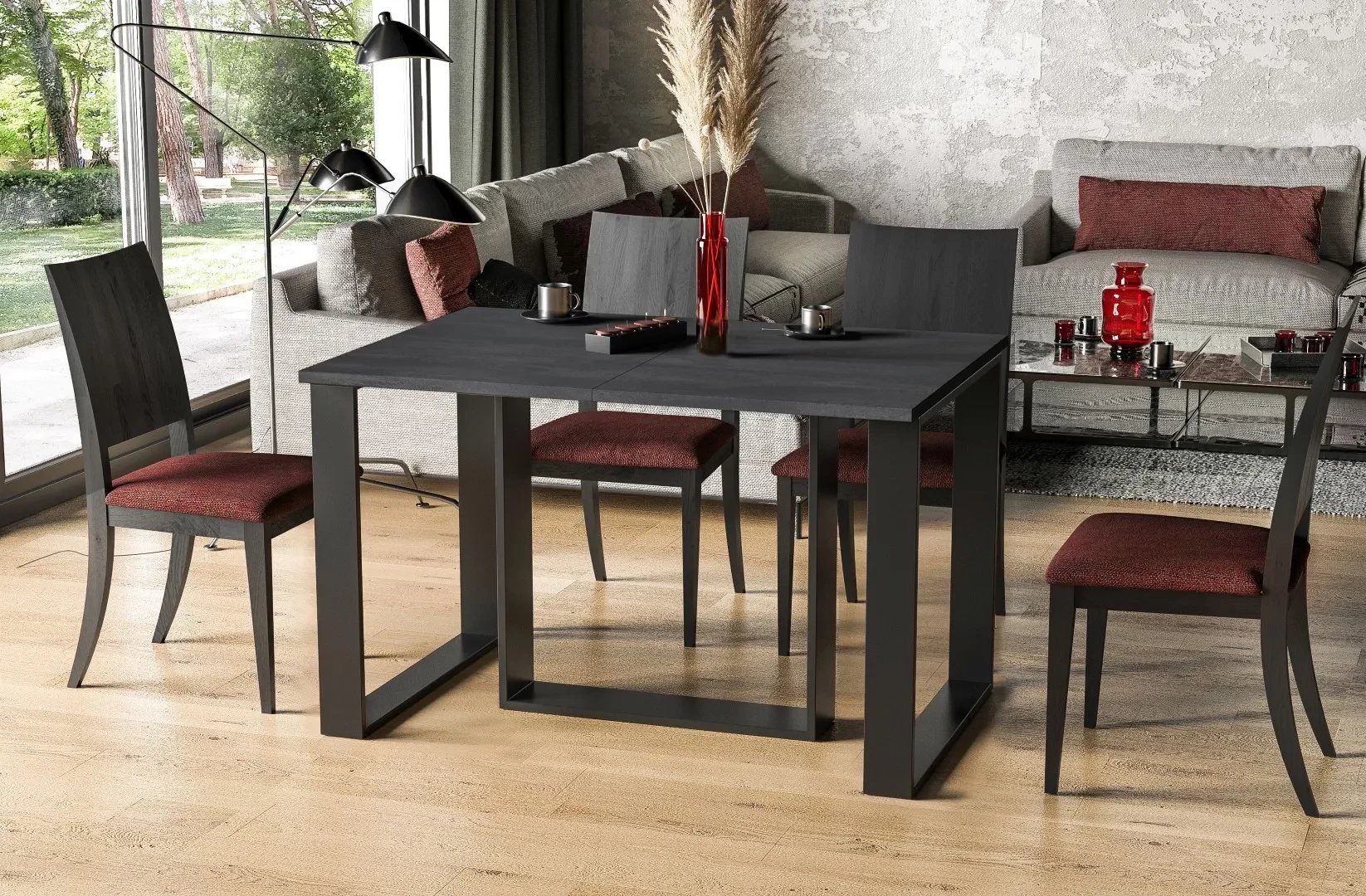 Stół rozkładany BORYS 130(250)x80 beton ciemny ENDO