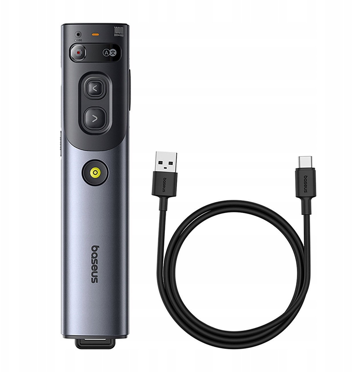 Wskaźnik laserowy Baseus Orange Dot z AI i automatycznym tłumaczeniem - szary (z akumulatorem)