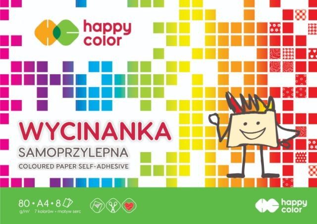 Happy Color Zeszyt papierów samoprzylepnych A4 8 kolorów 8 arkuszy