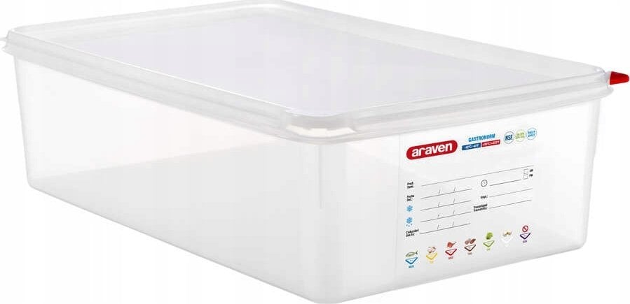 Beholder Araven lufttæt L53xB32.5xH15cm 1/1GN 20.5ltr polypropylen låg klar,1 stk