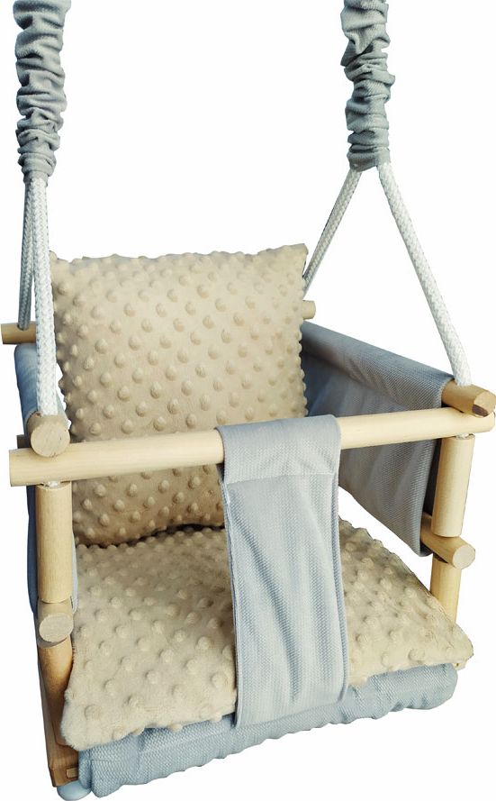 Huśtawka Elior Beżowa welwetowa huśtawka dla dzieci - Metisa