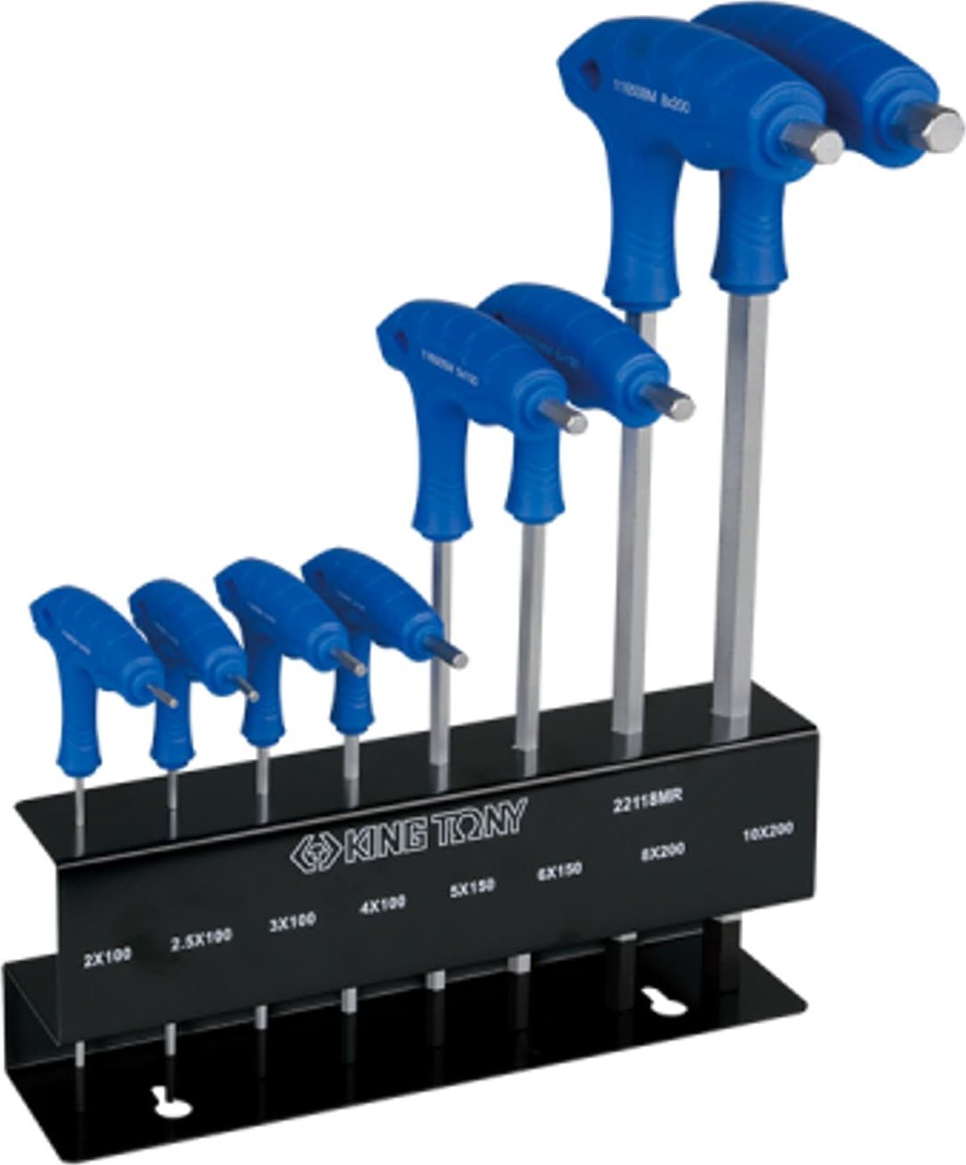 King Tony ZESTAW IMBUSÓW Z UCHWYTEM "L" 8szt. 1160 - HEX / HEX Z KULKĄ 2 - 10mm, STOJAK King Tony