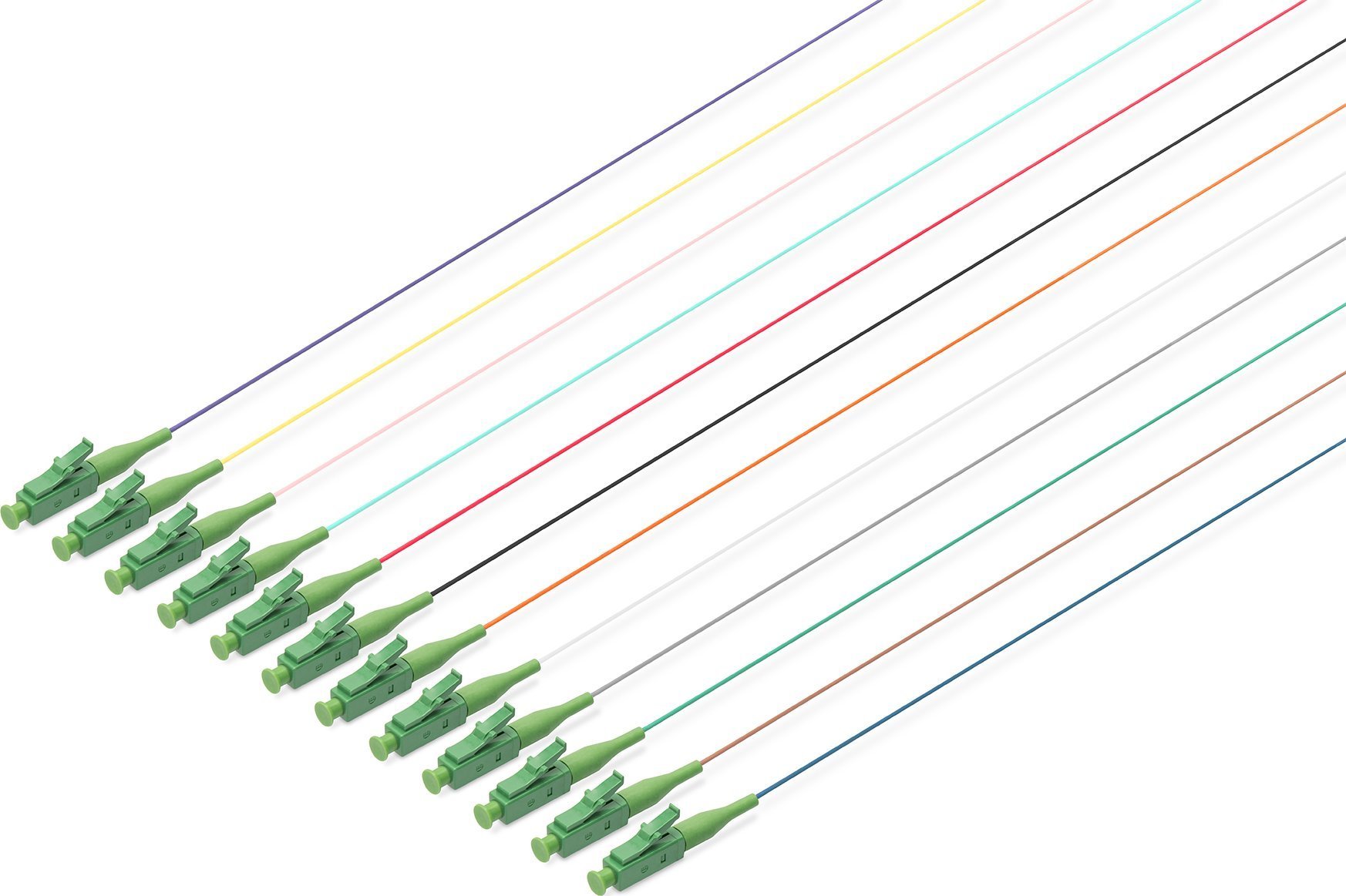 Digitus Pigtail światłowodowy 12szt, LC/APC simplex, SM 9/125,OS2 2m, 12 kolorów