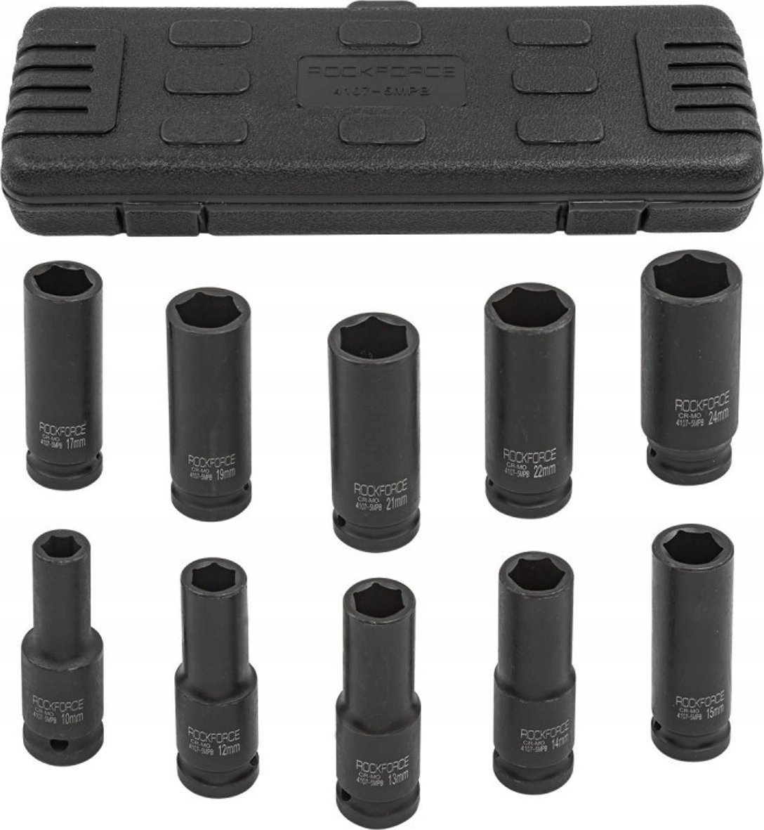 Rockforce NASADKI UDAROWE DŁUGIE 10szt.1/2" 10-24mm /WALIZKA