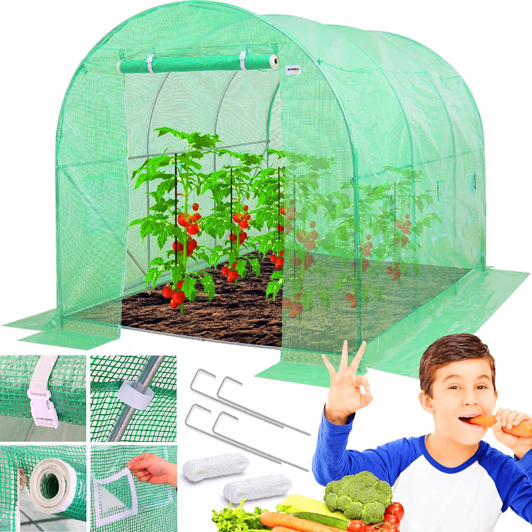 Lehmann TUNEL FOLIOWY OGRODOWY 200x200x300cm FOLIAK UV NAMIOT DUŻY