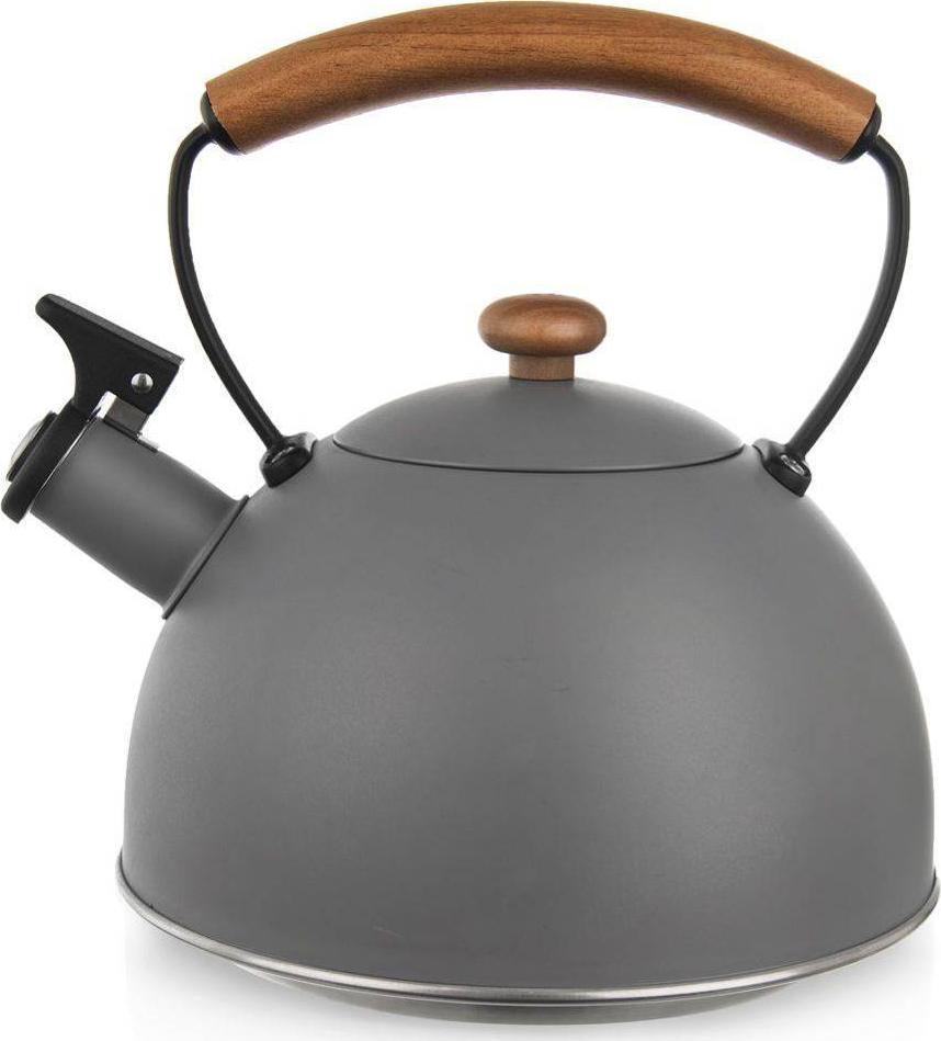 Orion Czajnik stalowy tradycyjny z gwizdkiem gaz indukcja szary WOODEN 2,9 l