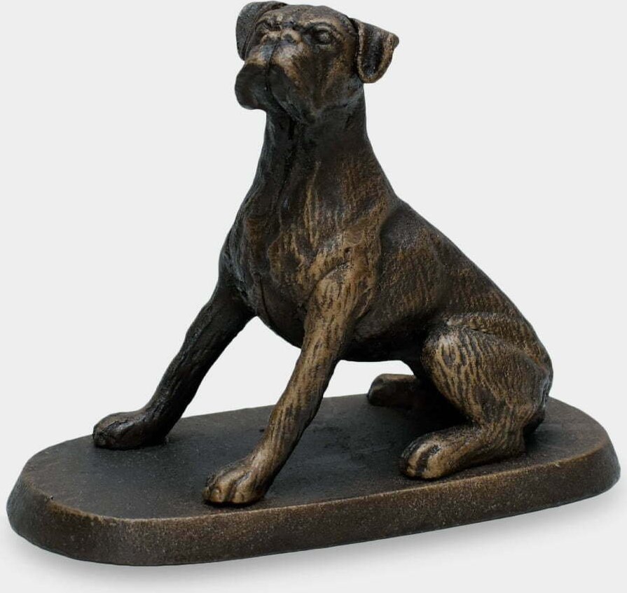 rzezbyzbrazu Siedzący Pies Bokser Żeliwna Figura do Domu