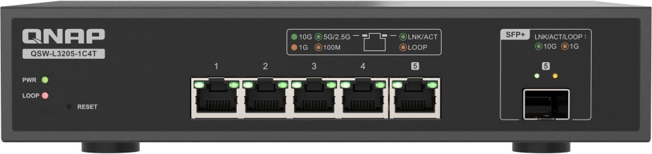 Switch Qnap QSW-L3205-1C4T | Lite managed przełącznik 5 portowy 4x 10GbE RJ45, 1x 10G COMBO (SFP+/BASE-T)