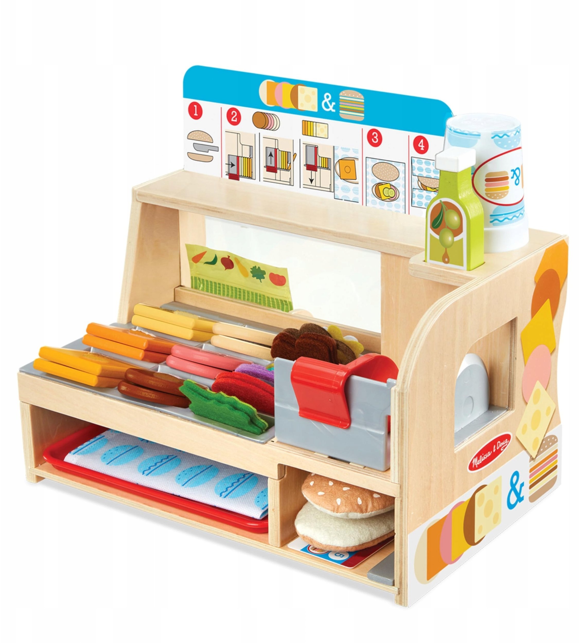 MELISSA & DOUG playset Wooden Slice & Stack Sandwich Counter