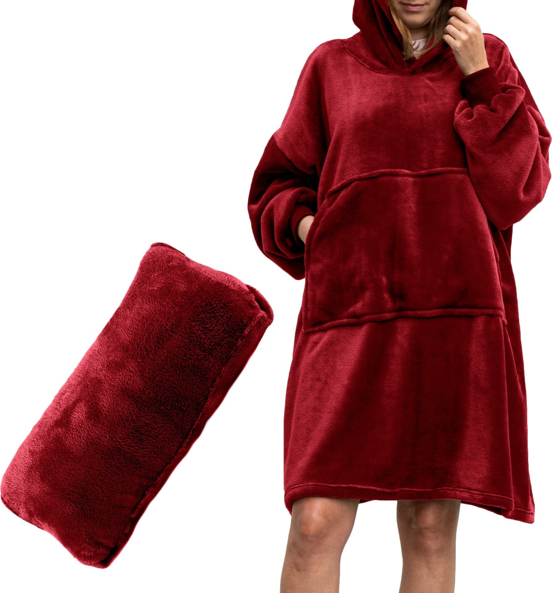 Froster Bluzair Koco Bluza Oversize z Kapturem Bordowa 4w1