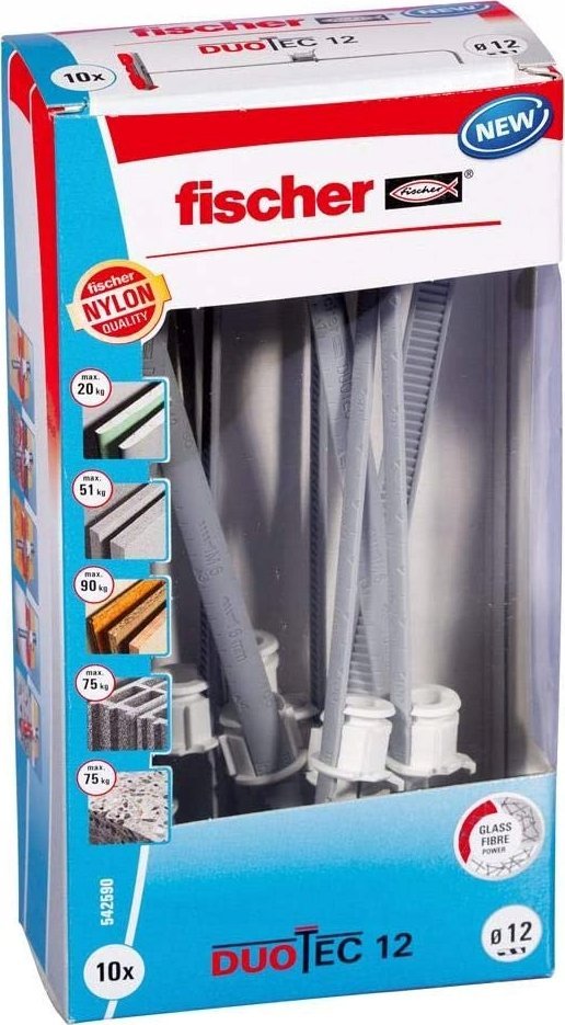 Fischer fischer toggle dowel DUOTEC 12 LD (light grey/red, 10 pieces)