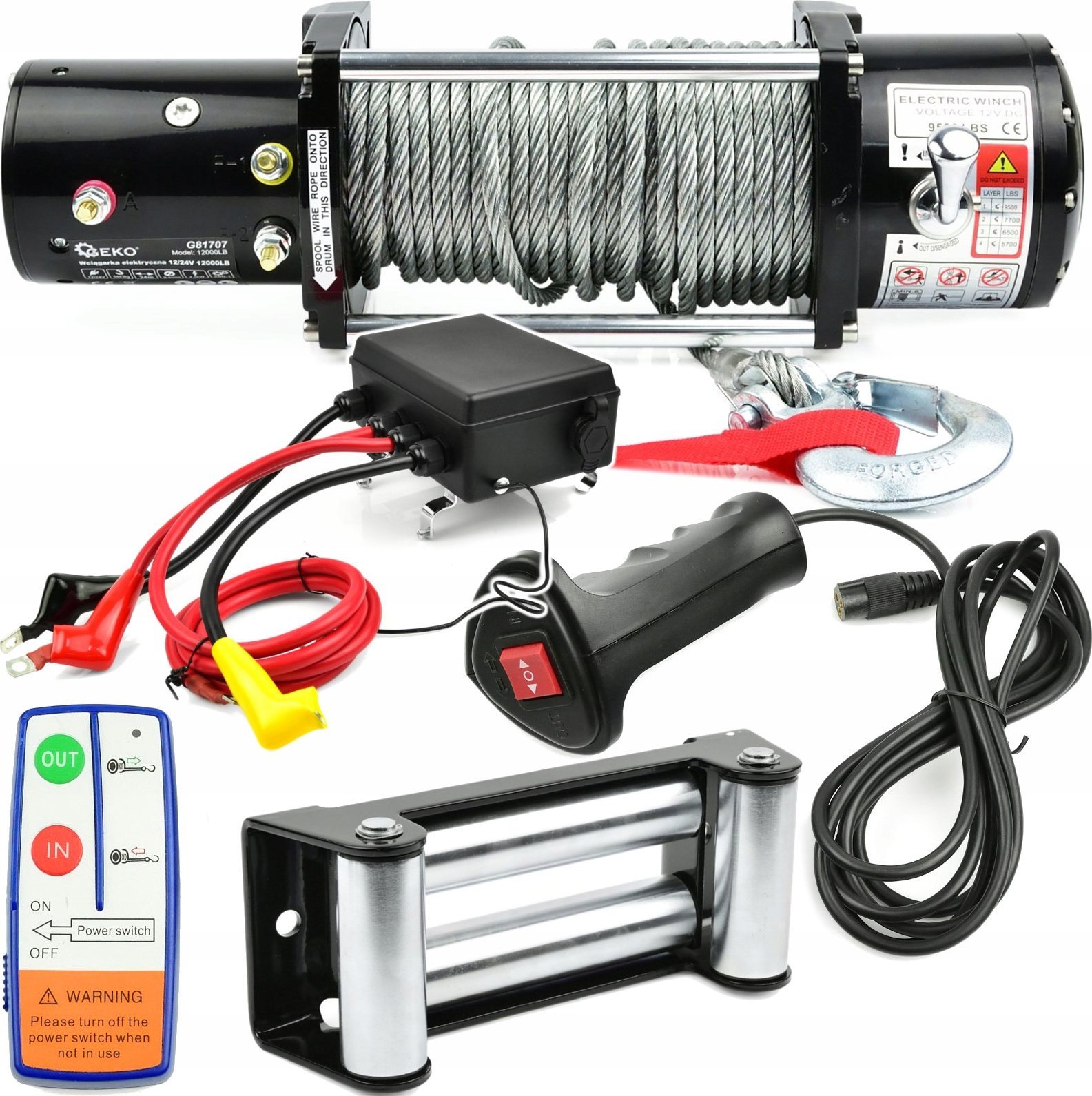 Geko Wyciągarka elektryczna 12V 12000LB (1)