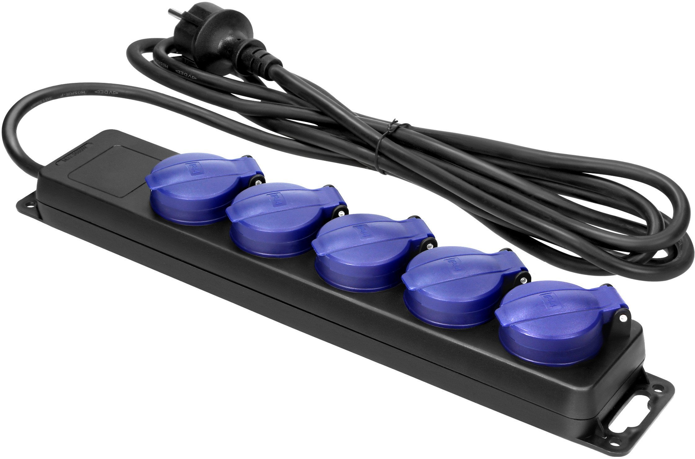 Przedłużacz warsztatowy bryzgoszczelny IP44, 5 gniazd 2P+Z IP44, schuko, przewód gumowy, H05RR-F 3x1,5mm?, długość 3m