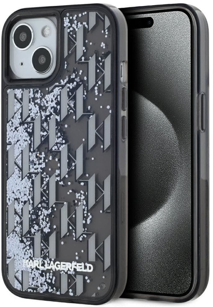 Etui Karl Lagerfeld Liquide Glitter Monogram Gradient do iPhone 15 czarny