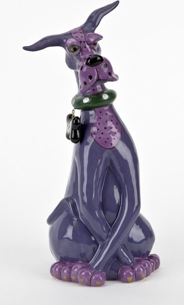 Witek Home Figurka ceramiczna Pies fioletowy