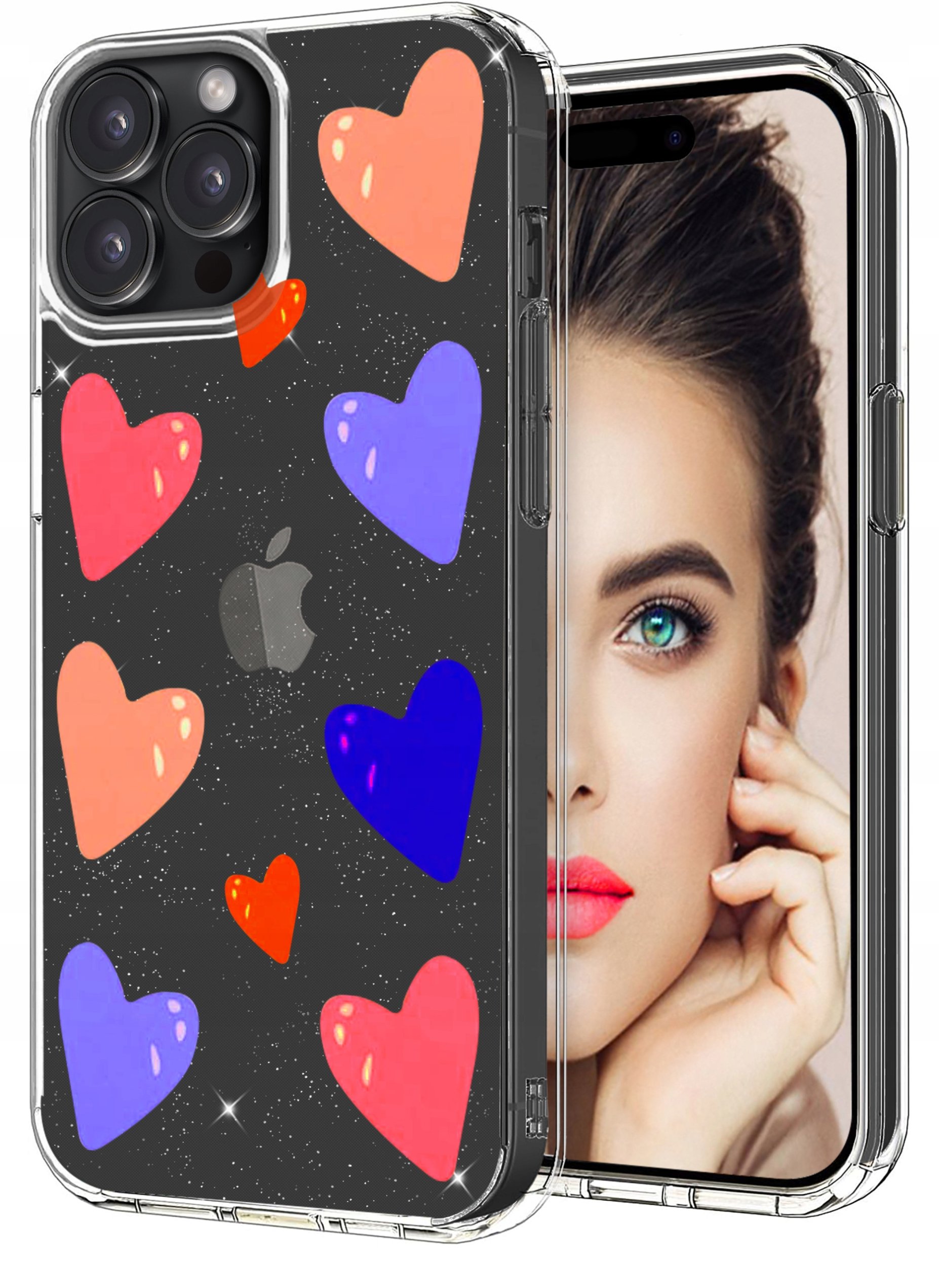 ETUI do Apple iPhone 15 Pro Max WZORY BROKAT CASE PRZEŹROCZYSTE + SZKŁO 9H