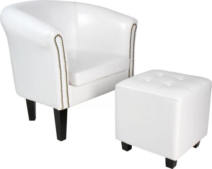 Miadomodo MIADOMODO Fotel Chesterfield z taboretem - biały