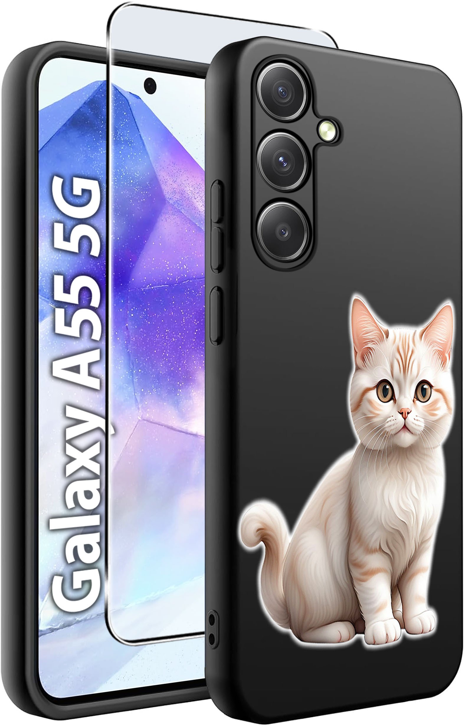 ETUI do Samsung A55 5G WZORY | SILIKONOWE MATT CASE + SZKŁO HARTOWANE 9H