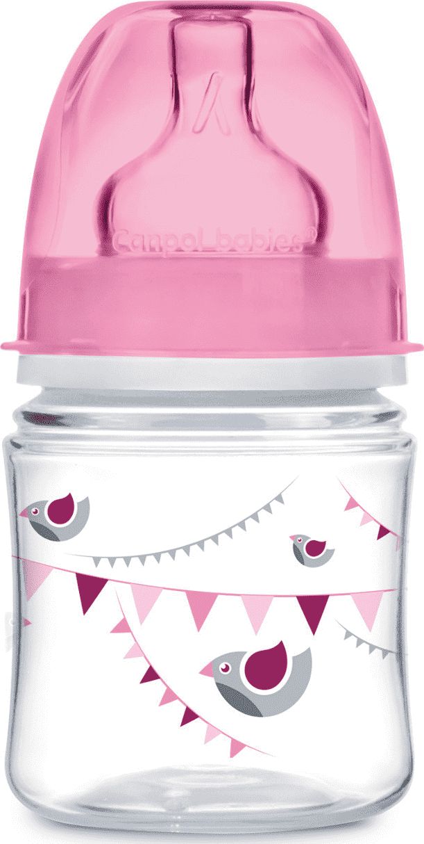 Canpol Butelka szeroka antykolkowa Celebrate różowa 0m+ 120ml