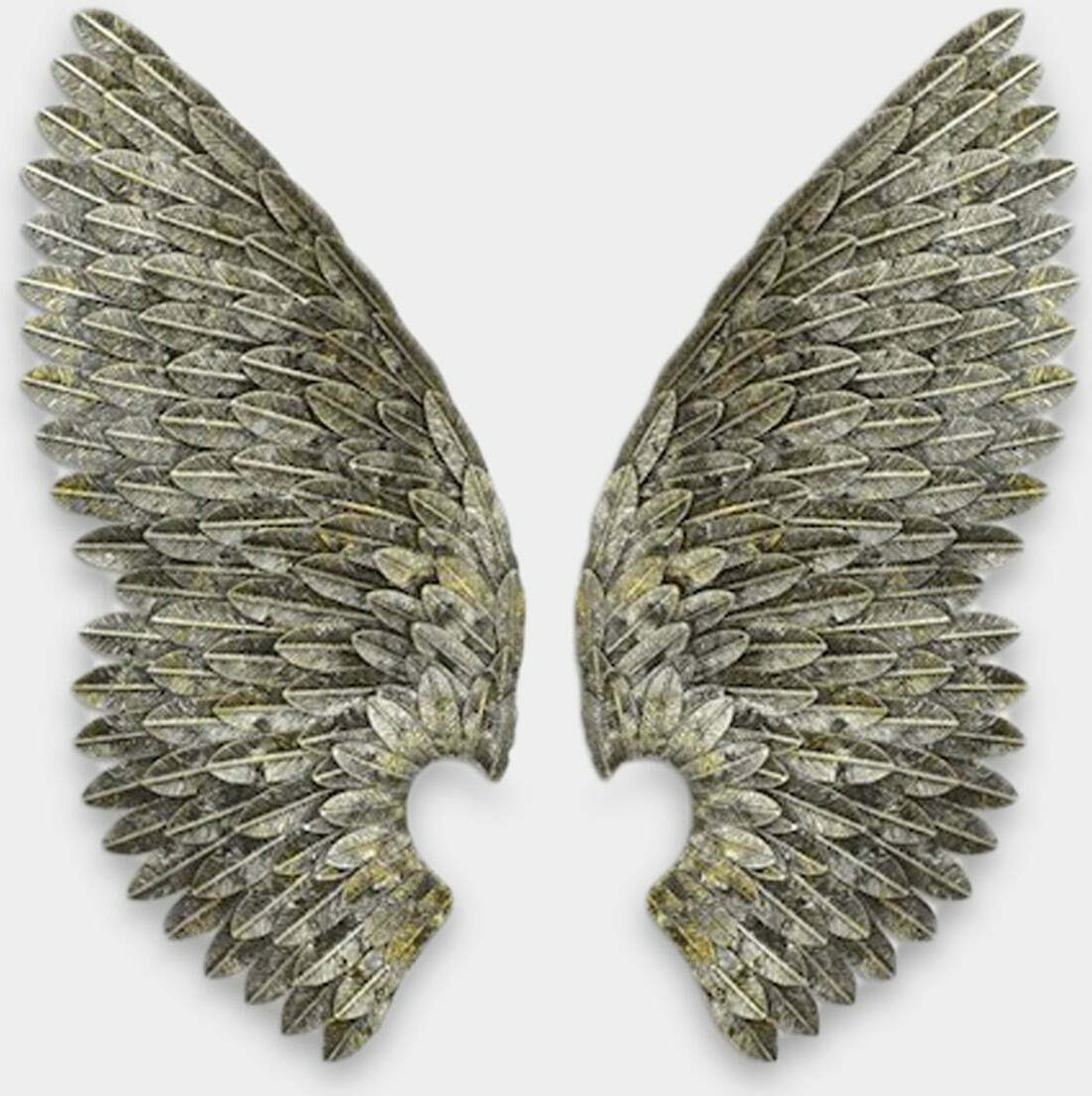 rzezbyzbrazu Metalowe Skrzydła z Sercem Dekoracja Ślubna na Ścianę