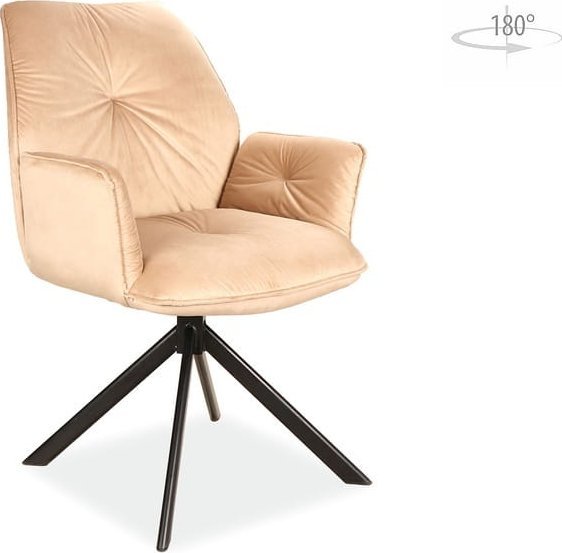 Signal Krzesło BOOGIE II VELVET beżowe z podłokietnikami SIGNAL