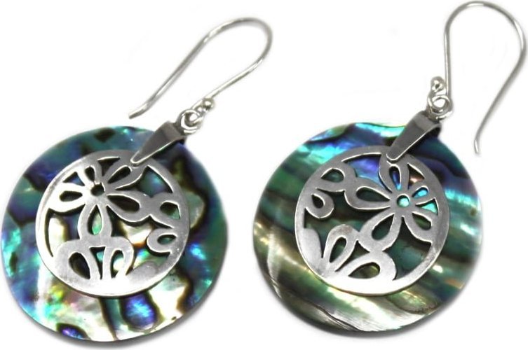 Lovrin Srebrne kolczyki z Abalone - Kwiaty