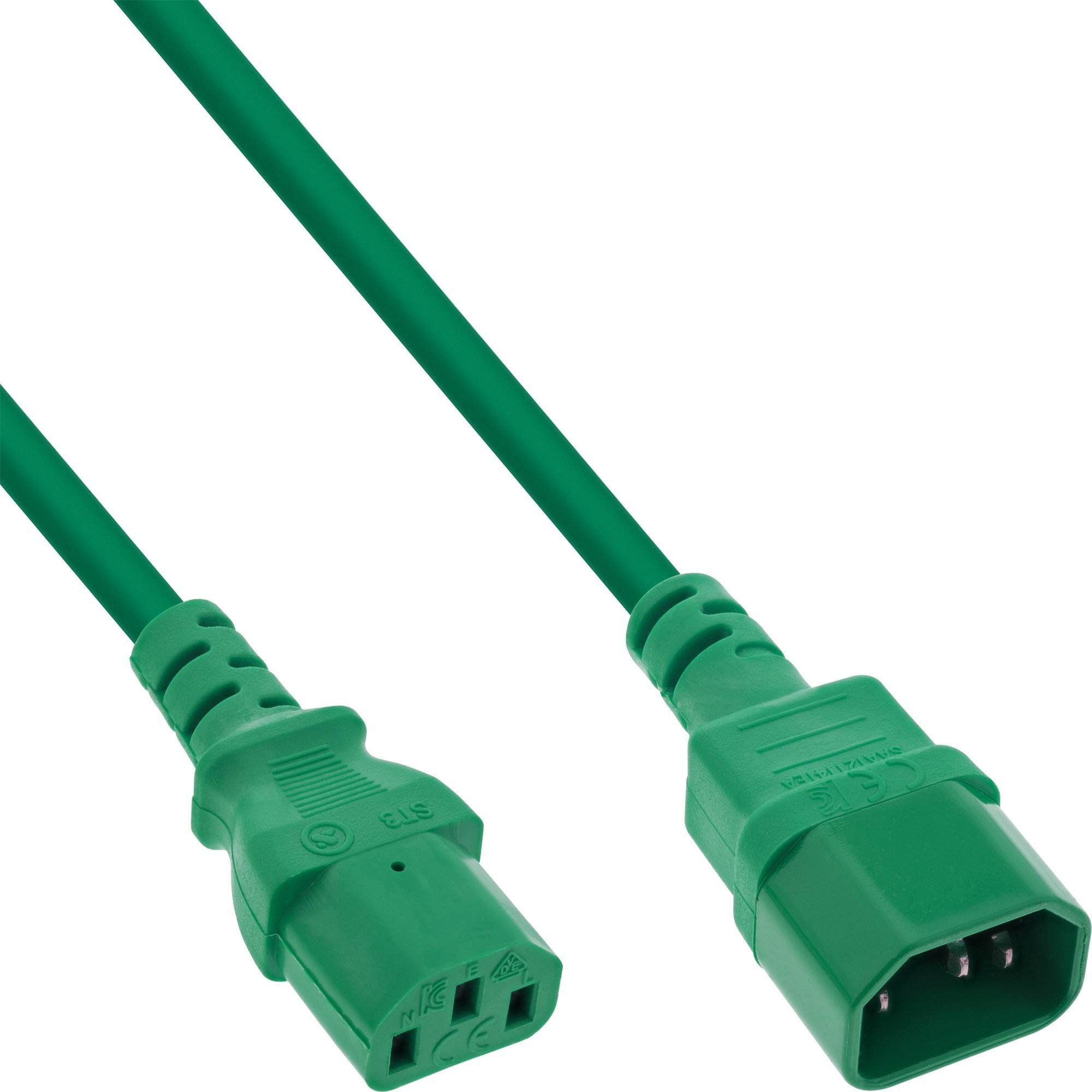 Kabel zasilający InLine InLine® Power cable extension, C13 to C14, green, 0.75m