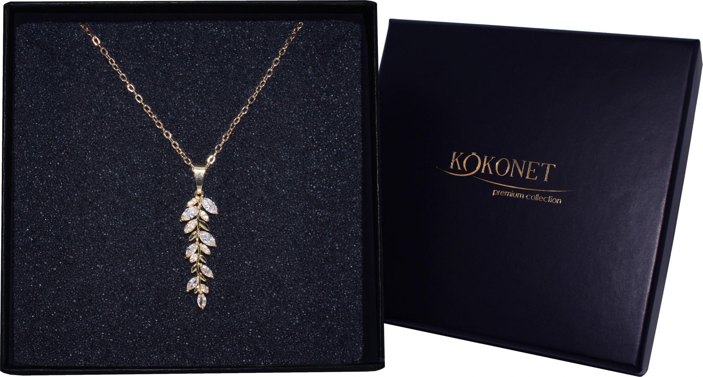 KOKONET Naszyjnik ślubny delikatny rustykalny z LISTEK 18k