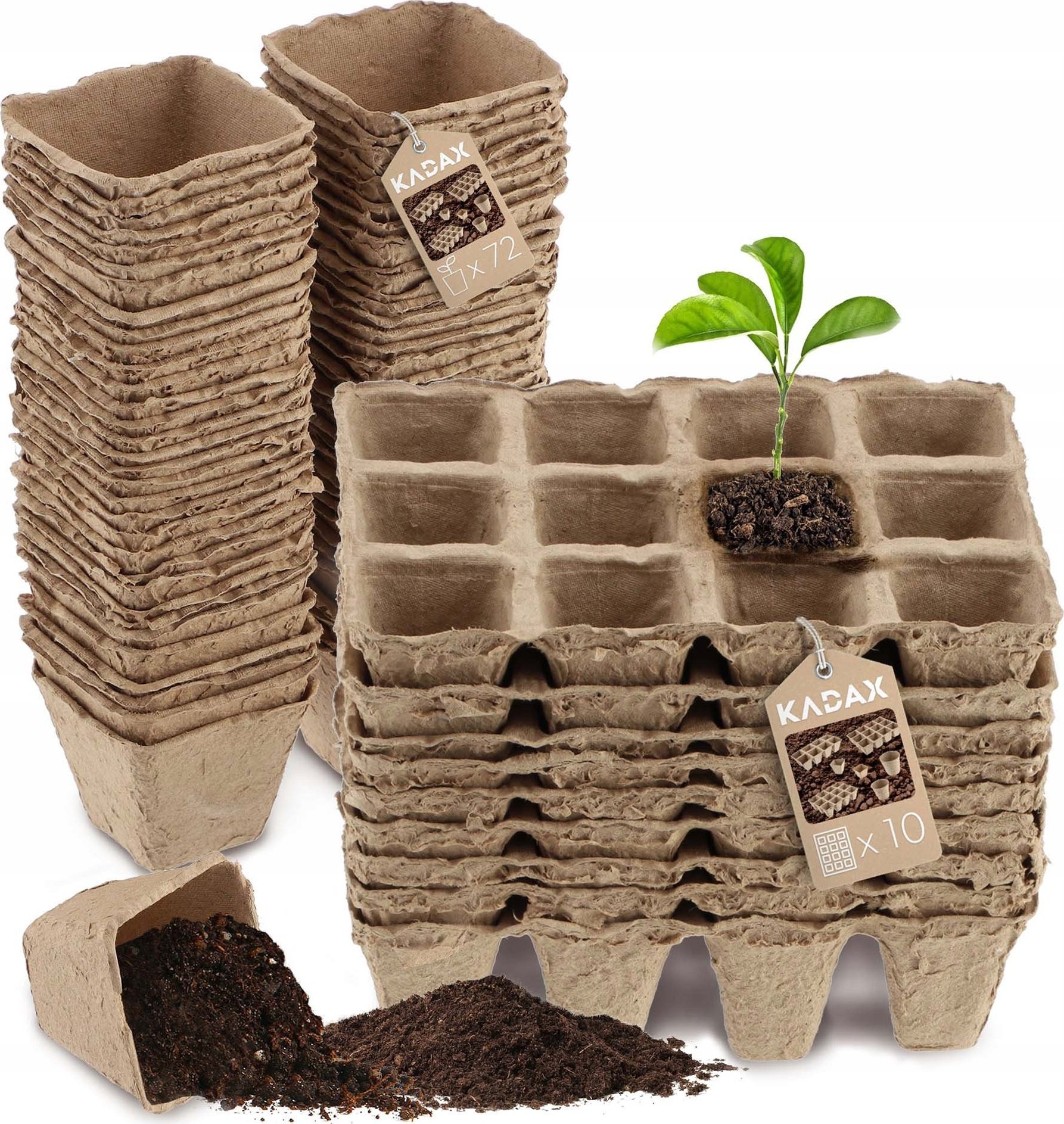 Kadax KADAX Doniczki Torfowe 5,5cm 72szt + Tacki 120szt