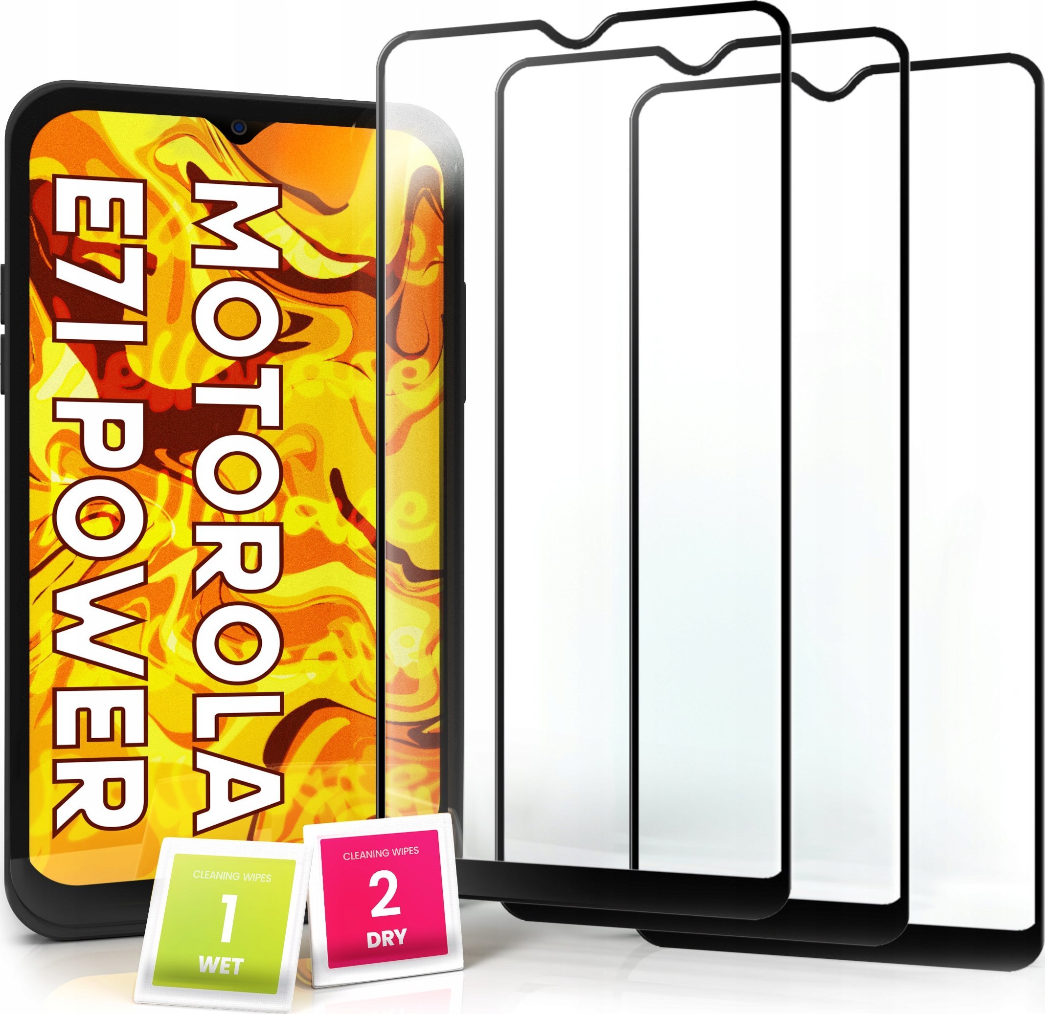 Hello Case 3-pak SZKŁO HARTOWANE DO Motorola Moto E7i POWER na cały ekran 9H ochronne