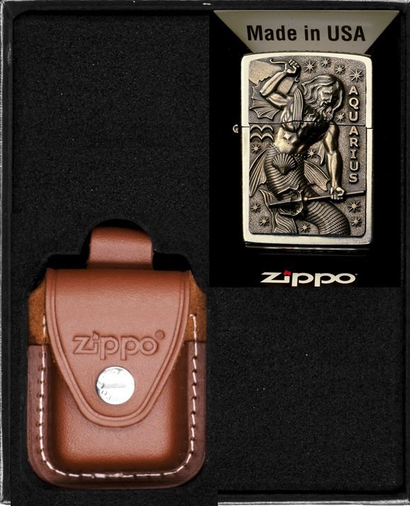 Zestaw ZIPPO Zapalniczka ZODIAC AQUARIUS wodnik Prezentowy No2