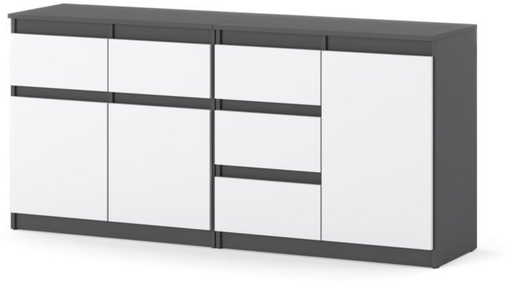 Komoda 160cm 5 Szuflad Pojemna Nowoczesna Salon Sypialnia Loft Szary Biały