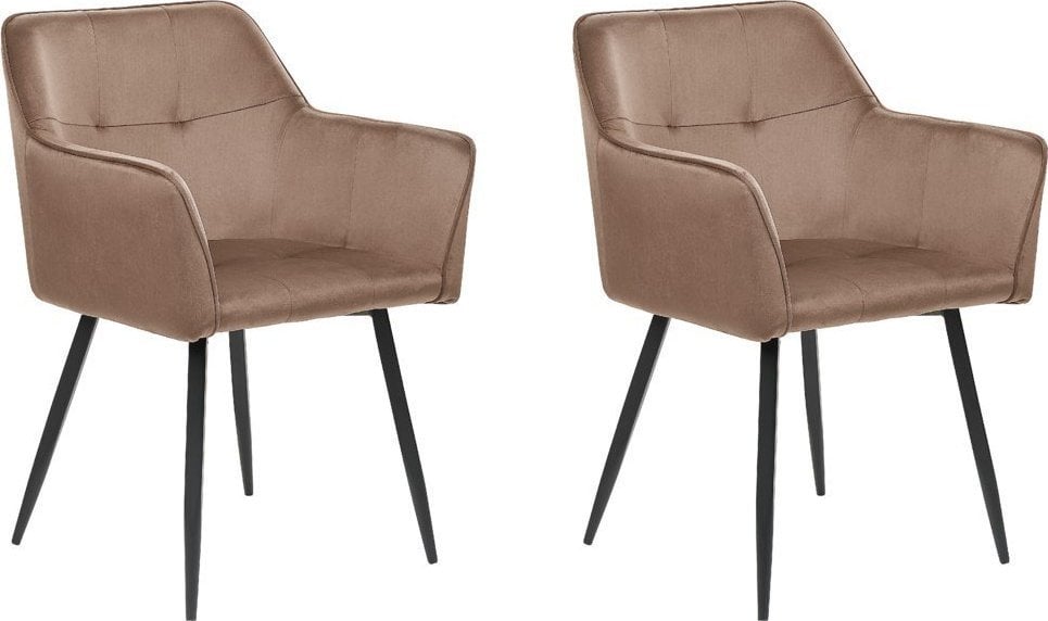 Beliani Zestaw 2 krzeseł do jadalni welurowy brązowy JASMIN