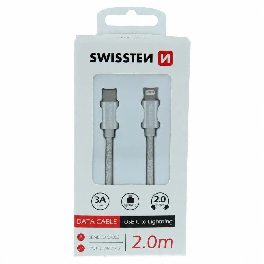 Kabel USB Swissten USB-C - Lightning 2 m Srebrny (8595217476394)
