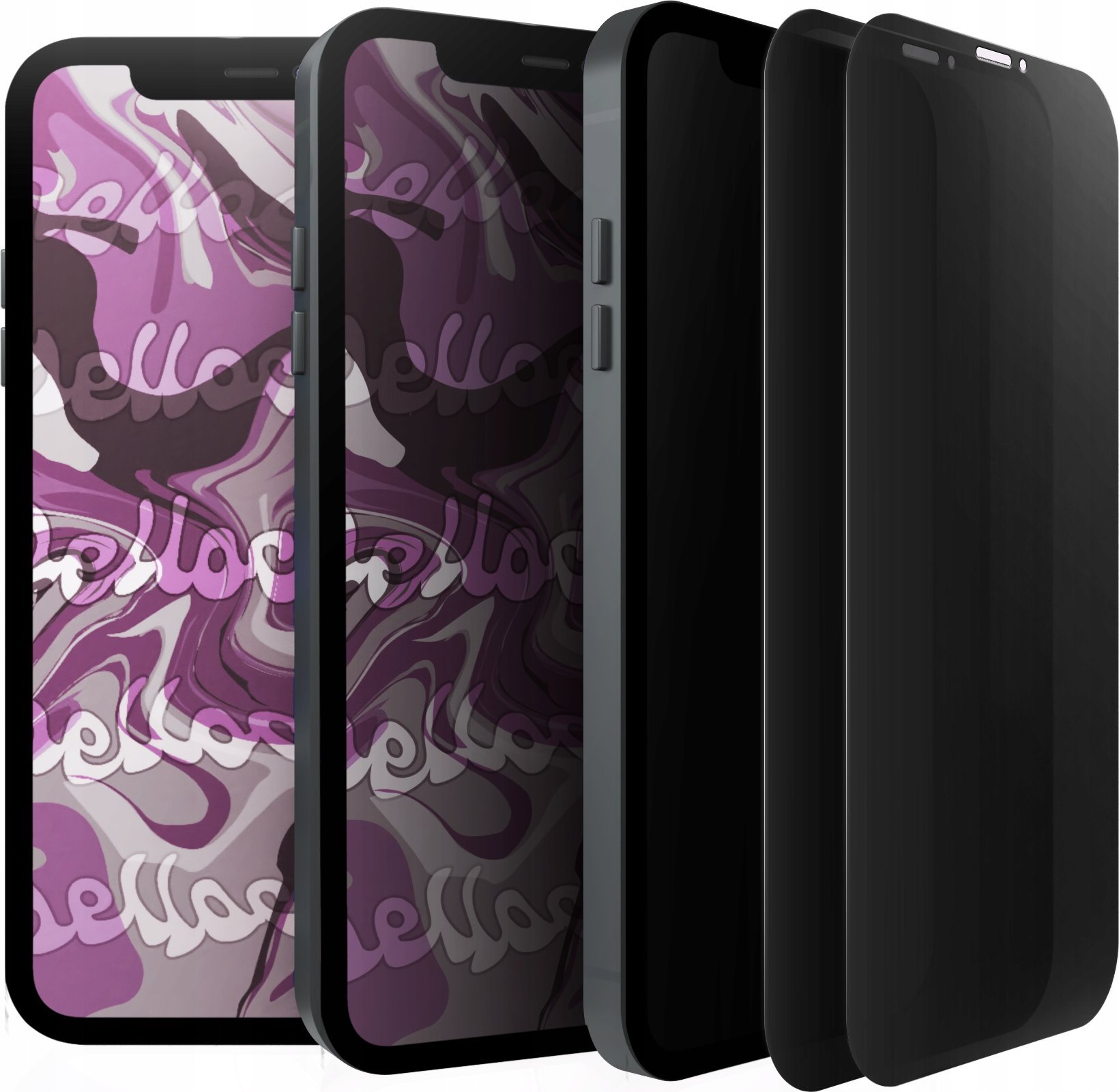 Hello Case [2-pak] Szkło Hartowane Do iPhone 12 (Prywatyzujące, Ochronne, 9H, 5D)