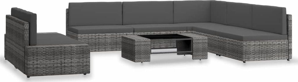 vidaXL 7-cz. zestaw wypoczynkowy do ogrodu, rattan PE, szary (3054608)
