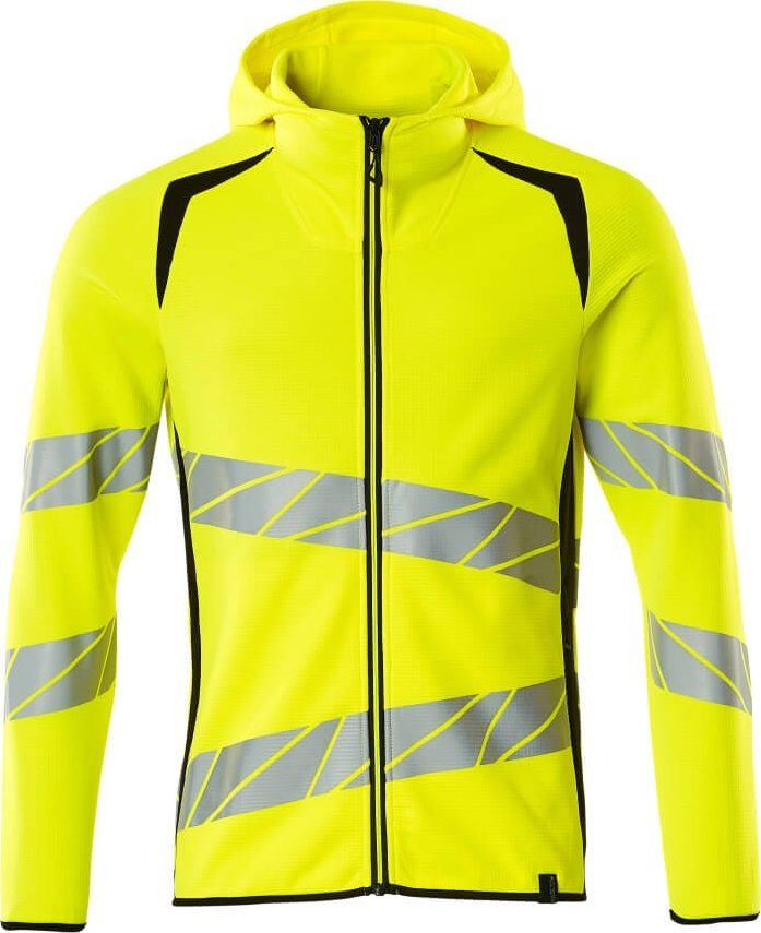 MASCOT Bluza z kapturem z zamkiem błyskawicznym ACCELERATE SAFE (kolor żółty hi-vis/czerń, rozmiar M)