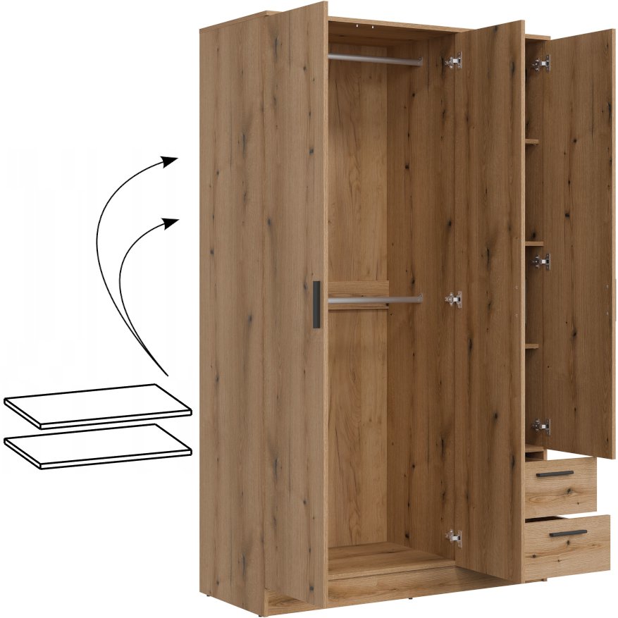 Dodatkowe półki wewnętrzne do szafy MT03 MT04 2 szt. dąb evoke MONTANA MT06