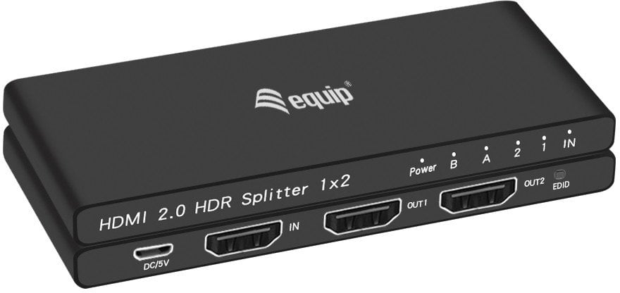 Przełącznik Equip Equip HDMI Splitter 2.0 2 Port Ultra Slim 4K/60Hz schwarz