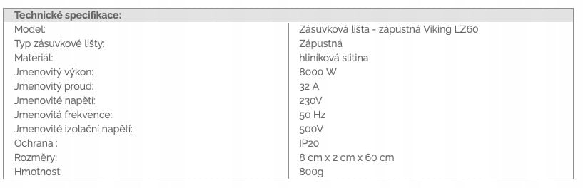 Listwa zasilająca Triton Viking LZ60 listwa zasilająca wpuszczana, szara